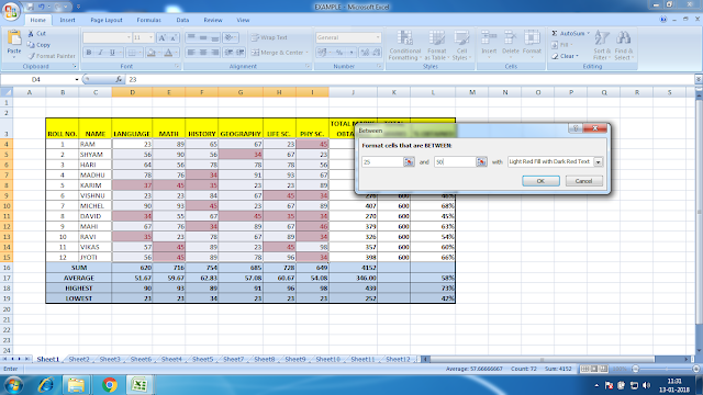 CONDITIONAL FORMATTING