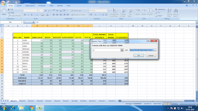 CONDITIONAL FORMATTING