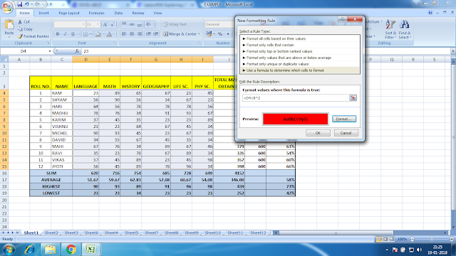 CONDITIONAL FORMATTING