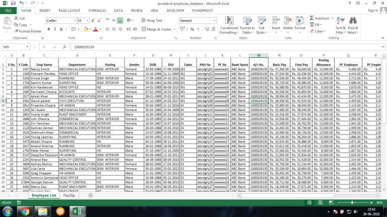 Lesson 88 how to make a payslip format from employee database excelabcd