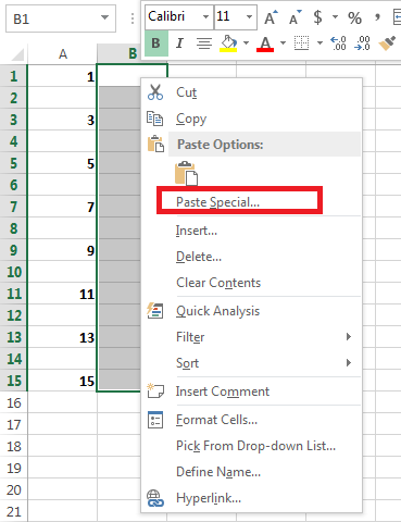 Paste Special with skip blanks in Excel