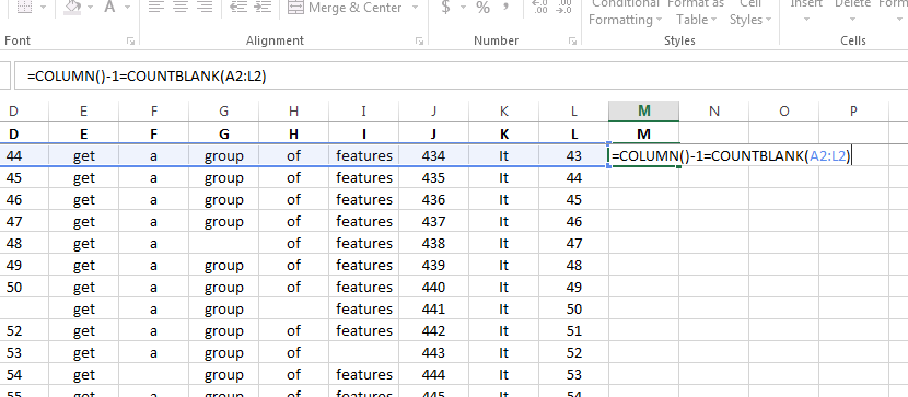 blank rows in the Excel