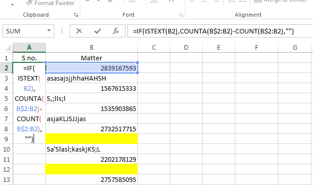 Auto numbering formula