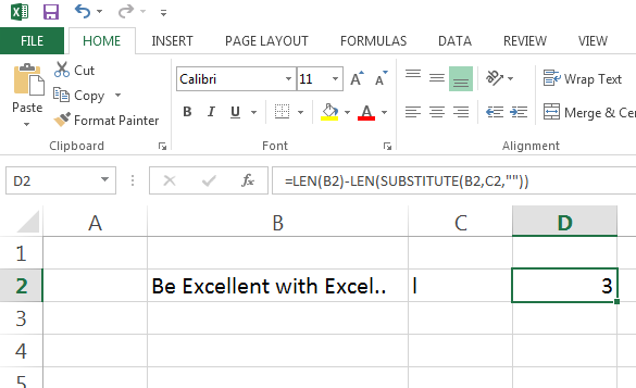How to count any character in a text in Excel