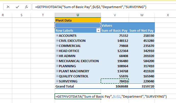 get rid of GETPIVOTDATA 