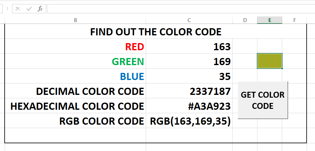 Lesson 147 How To Get Color Code In Excel Excelabcd