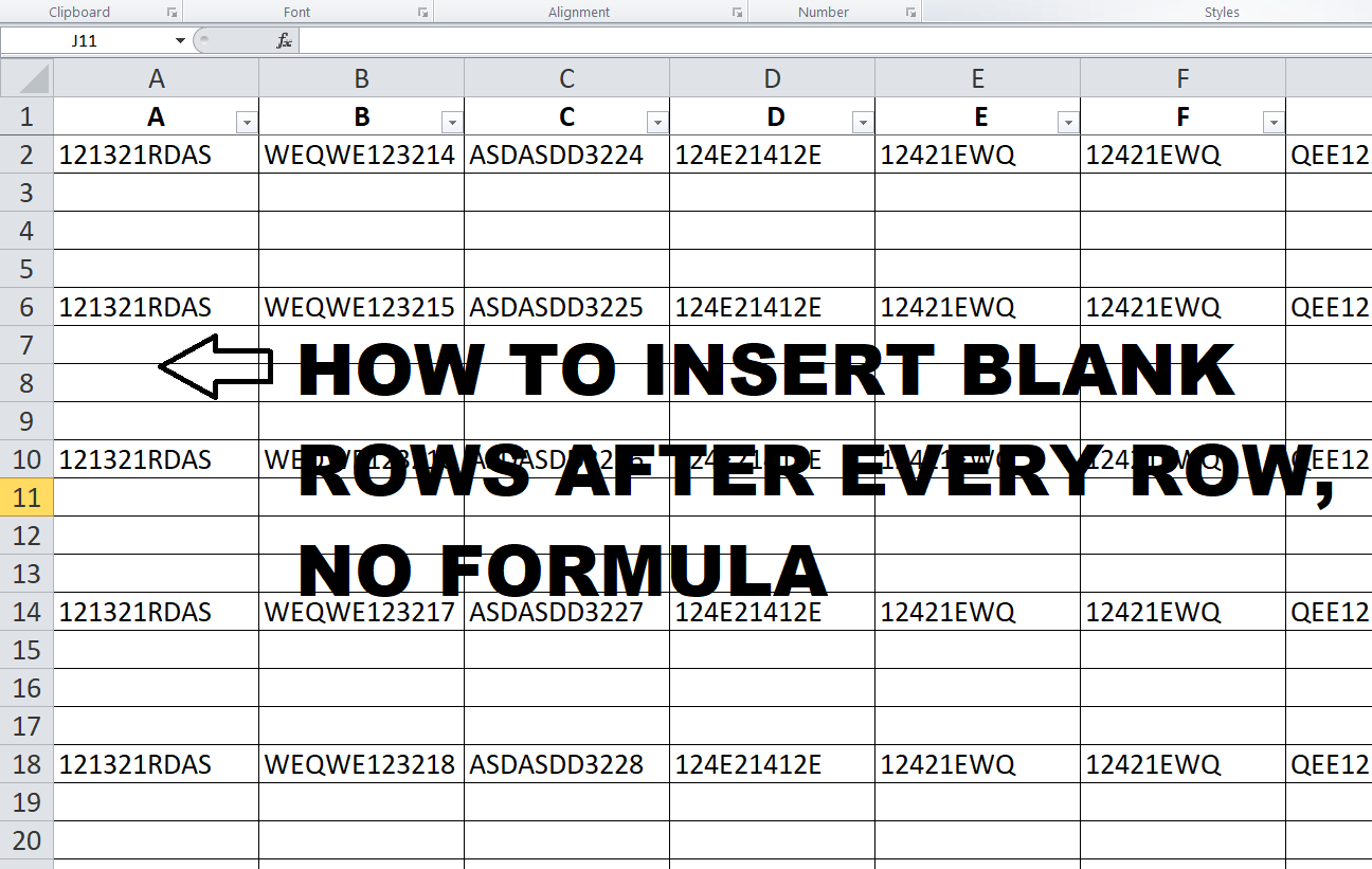 Lesson#153: How to insert blank rows after every row in sheet, No Formula method