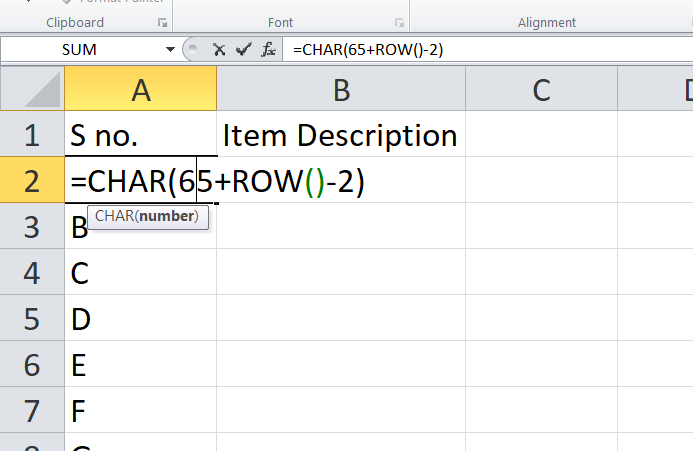 Alphabet numbering formula