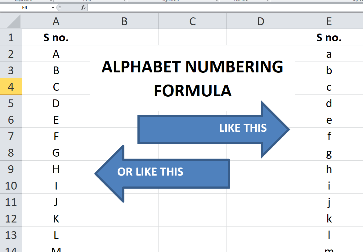 Lesson#154: How to make Alphabet numbering formula in Excel