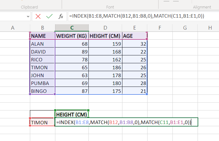 How to use INDEX and MATCH