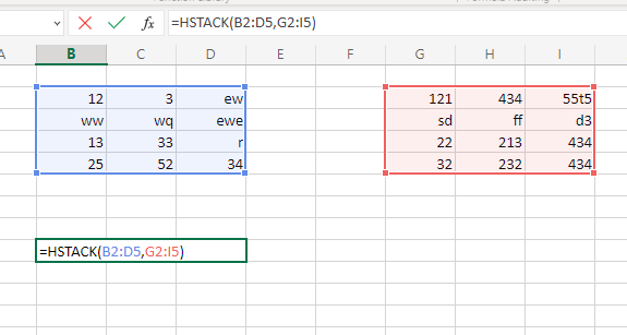 How does HSTACK work in Excel