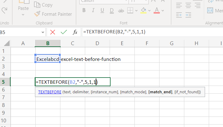 Excel TEXTBEFORE function