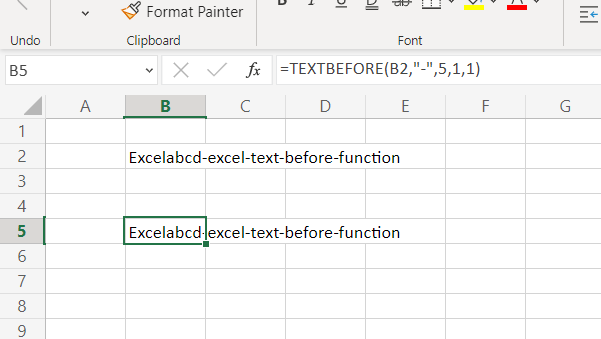Excel TEXTBEFORE function