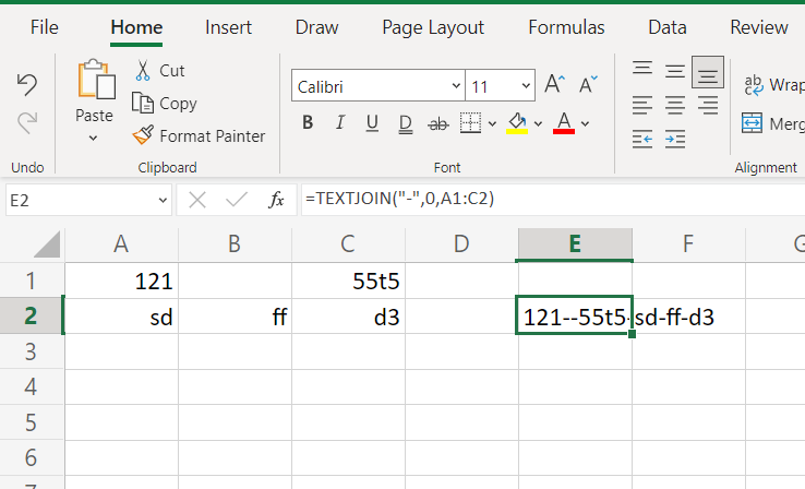 Excel TEXTJOIN function