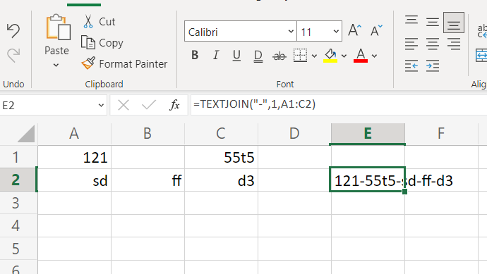 Excel TEXTJOIN function