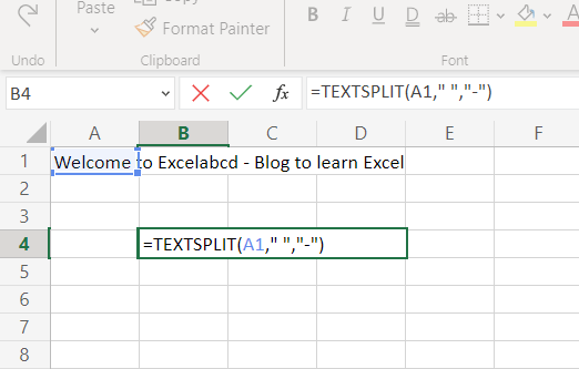 Excel TEXTSPLIT function