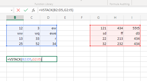 Excel VSTACK function