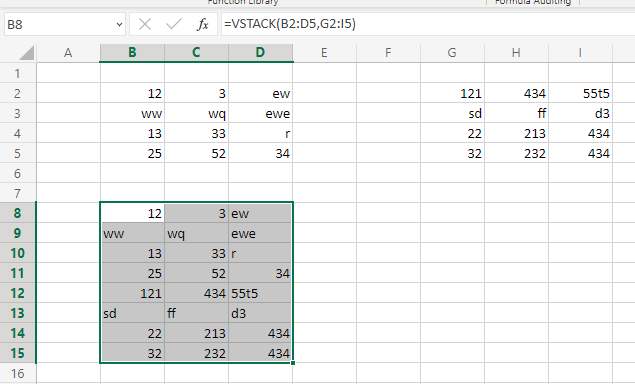 Excel VSTACK function