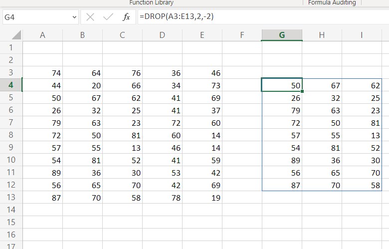 Excel DROP function