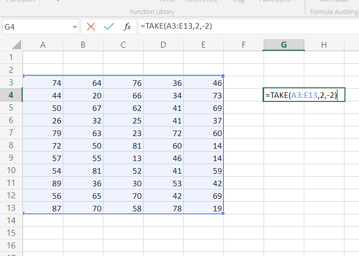 Excel TAKE function