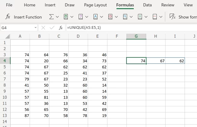 Excel UNIQUE function