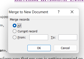 mail merge in word from excel