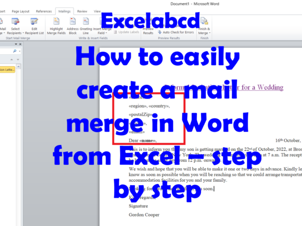 How to easily create a mail merge in Word from Excel? - Excelabcd