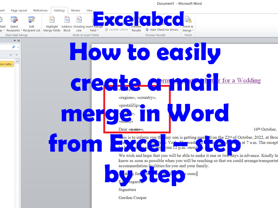 Lesson#164: How to easily create a mail merge in Word from Excel – step by step