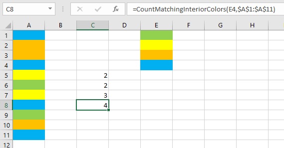 Count cells by color in Excel