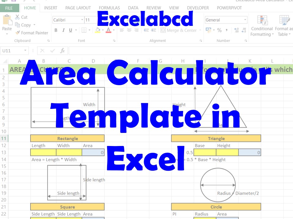 Lesson#255: Creating an Excel Area Calculator Template: Calculate Various Shapes with Ease